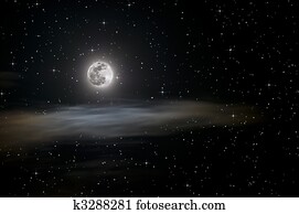 lua cheia, e, estrelas