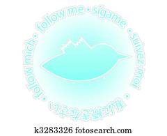 Multilingual follow me texture blue twitter bird badge Multilingual follow me texture blue twitter bird badge