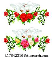 rosas, palomas, y, alianzas