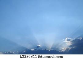 sky with sun coming through the cloud