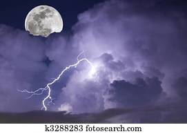Telephoto image of a Lightning strike during a night storm Telephoto image of a Lightning strike during a night storm