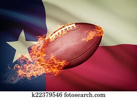 American football ball with flag on backround series - Texas American football ball with flag on backround series - Texas