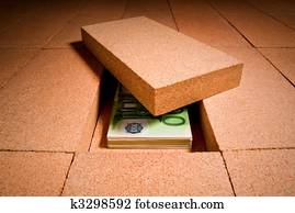 bargeld, in, verstecken, ort