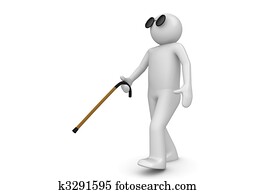 Blind man with walking stick Blind man with walking stick
