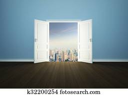 Cityscape behind the door Cityscape behind the door