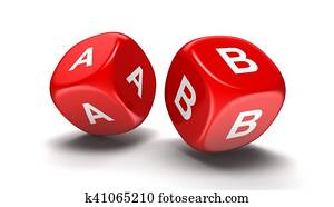 Dices with letters A, B Dices with letters A, B