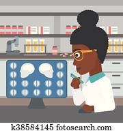 doutor, analisando, mri, scan.