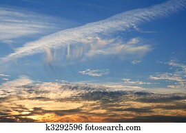 Dramatic red blue sky on sunset evening vibrant colors