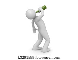 Drunk man with green bottle Drunk man with green bottle