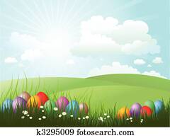 easter eggs in grass
