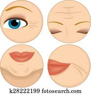 Girl Face Wrinkles Icons Girl Face Wrinkles Icons