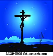 kalvarienberg, -, kreuzigung, szene, mit, jesus christus, auf, kreuz