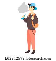 Teenager holding vape or vaporizer. Teenager holding vape or vaporizer.