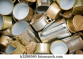 Tin cans ready for recycling