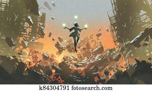 ילדה צעירה, עם, ה, קללה, הנע