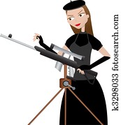 נקבה, קלע, להתכונן, אקדח, ב, חצובה