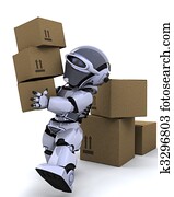 רובוט, לזוז, מישלוח, קופסות