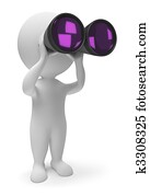 3d small people - binoculars