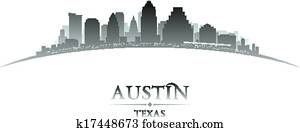 Austin Texas city skyline silhouette white background Austin Texas city skyline silhouette white background