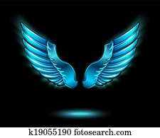 blau, glühen, engelsflügel blau, glühen, engelsflügel