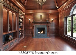 Elegant library with black fireplace Elegant library with black fireplace