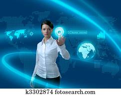 futuro, negócio, soluções, executiva, em, interface