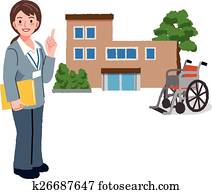 geriatrische obacht, manager, und, altenheim