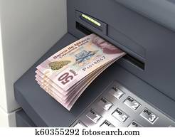 retirada, pesos mexicanos, de, el, atm