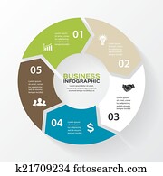ベクトル, 円, 矢, ∥ために∥, infographic., テンプレート, ∥ために∥, 図, グラフ, プレゼンテーション, そして, chart., ビジネス 概念, ∥で∥, 5, オプション, 部分, ステップ, ∥あるいは∥, processes., 抽象的, バックグラウンド。
