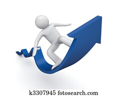 衝浪, 上, a, 藍色, 箭, ......的, 成功