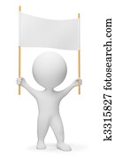 3d, קטן, אנשים, -, מפגין