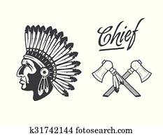 indianische, indisches oberhaupt, kopfschmuck