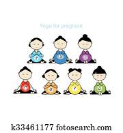 Pregnant yoga, women group for your design