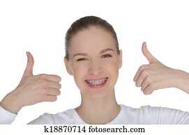 Smiling happy girl with braces