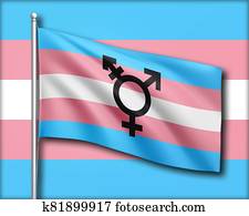 transgender, jelkép, képben látható, a, transgender, lobogó, alatt, keresztül, befest, kék, rózsaszínű, és, bíbor