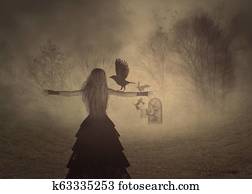 אישה, עם, a, קרקר