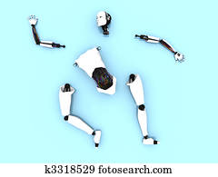 חלקים, של, a, נקבה, רובוט, ב, ה, floor.