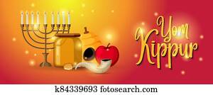 יום כיפור, לוגו, כרטיס של דש, דפוסית, או, רקע