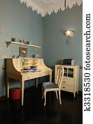 פנים, של, a, משרד של בית, חדר