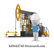 3d, קטן, אנשים, -, הנדס, נפט