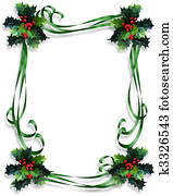 Christmas Holly Border ribbons Christmas Holly Border ribbons