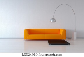 Cosy orange couch by the wall