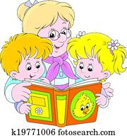 Grandma and grandchildren reading Grandma and grandchildren reading