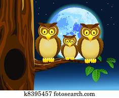 Owl family cartoon