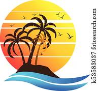 Tropical island paradise logo Tropical island paradise logo