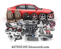 מכונית אדומה, גוף, פרק, ו, הרבה, כלי רכב, חלקים