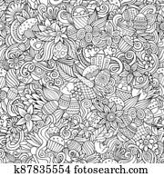 ציור היתולי, חמוד, doodles, העבר, צייר, חג הפסחה שמח, seamless, pattern.