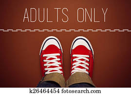 Adults Only Concept, Person Standing at Dividing Line