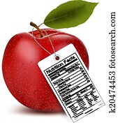 An apple with a nutrition facts label. Vector An apple with a nutrition facts label. Vector