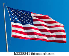 bandeira americana, waving, orgulhosamente, ligado, um, claro, dia ventoso